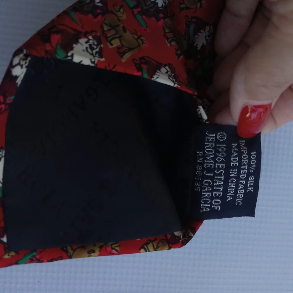 J. Garcia Vintage Jerry Garcia Grateful Dead Merry Christmas Santa Silk Tie‎